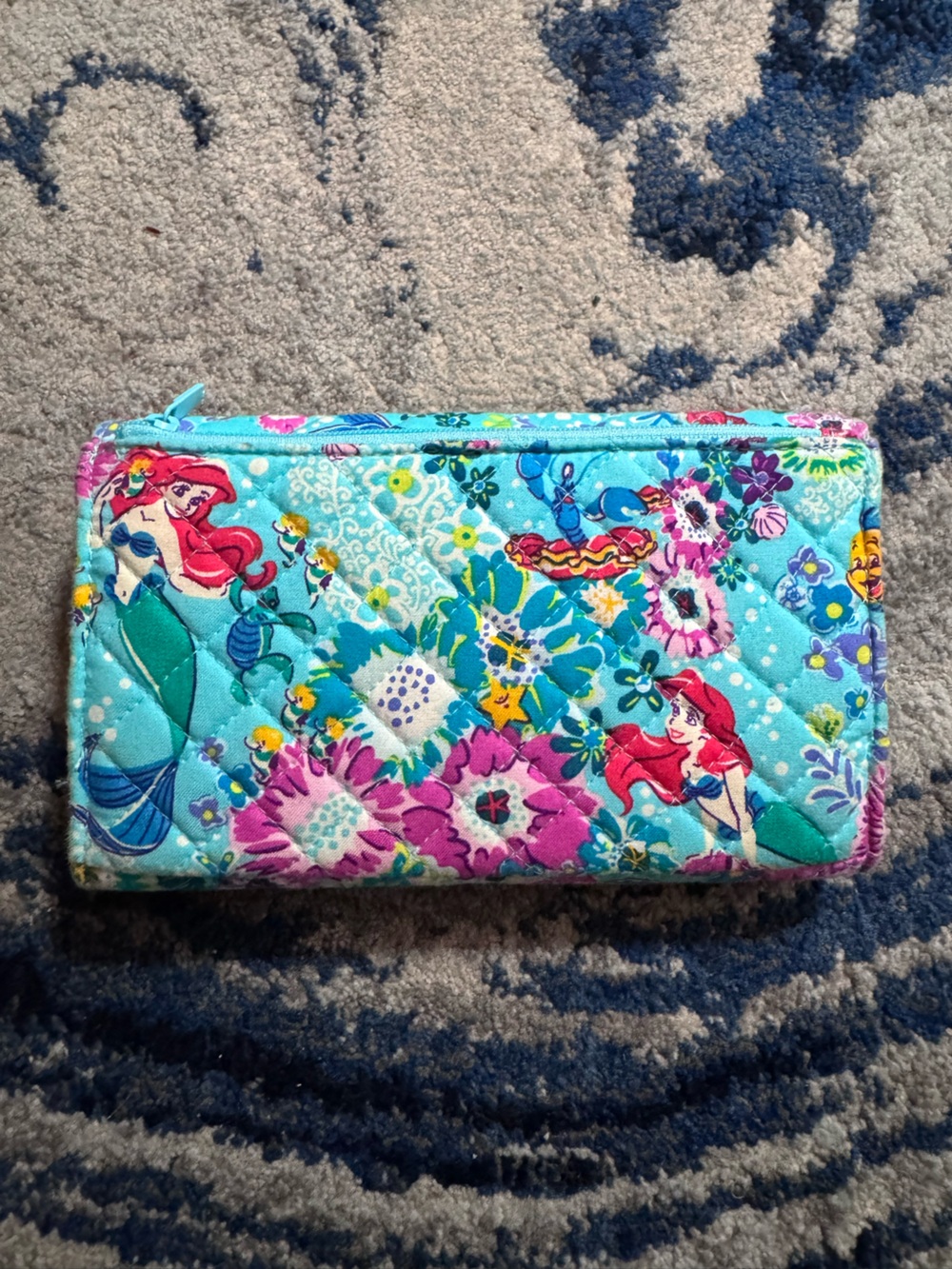 Vera Bradley Disney The Little Mermaid Quilted Floral Turquoise Wallet - Picture 2 of 4